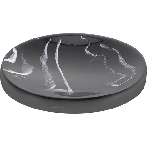 Porte-savon en résine effet marbre noir avec bac d'égouttage (1/5)