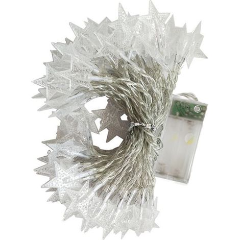 Guirlande Lumineuse En Étoiles - 20 Étoiles LED Avec 20 LED Chaque - Fonction Clignotante Et Fixe - Alimentation Sur Piles AA - Pour Décoration Intérieure Enfant Chambre Tente De Jeu (1/4)