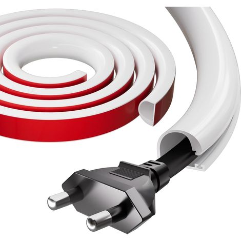 Cache Cable TV Mural Demi-Rond en PVC, 1 Mètres de Goulotte Passe Cables Auto-adhésif, Goulotte Flexible en Silicone, Auto-adhésif Cache Cable TV Mural, Souple Goulotte Electrique pour Maison Bureau