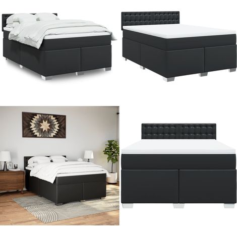 Boxspringbett mit Matratze Schwarz 140x190 cm Kunstleder - Boxspringbett - Bettsofa - Doppelbett - Gästebett - Schlafsystem - Home & Living (1/5)