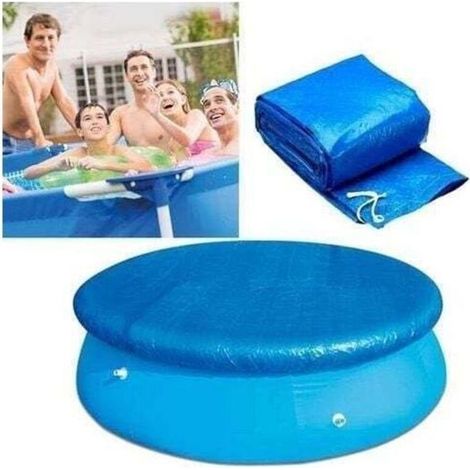Bâche de protection ronde pour piscine gonflable de 366 cm de diamètre – Couverture anti-poussière, anti-vent et résistante avec cordon de serrage (1/4)