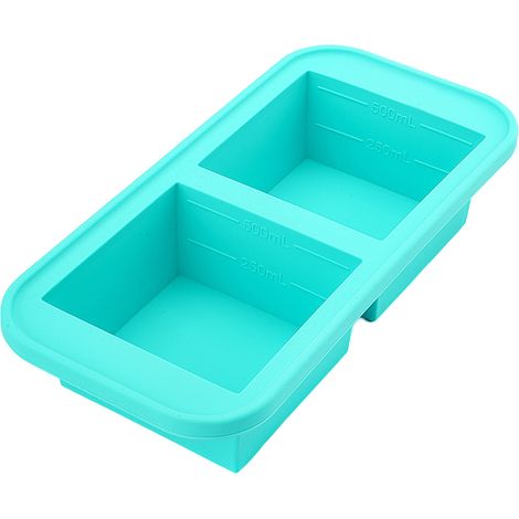 moldes de silicona para congelar, graduados de 250 ml a 500 ml, resistentes al calor hasta 210 °C, con tapas para sopas y comidas. (1/5)