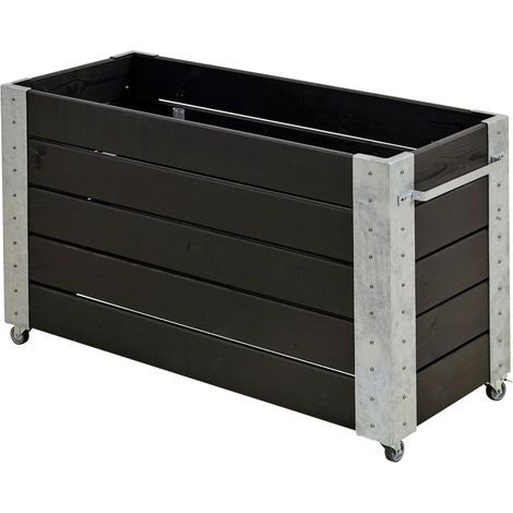 Plus Blumenkasten Cubic mit Räder Druckimprägniert RAL 9005 Schwarz (1/3)