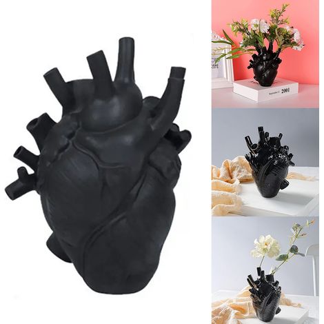 Vase en forme de cœur humain, décoration de la maison, ornement artisanal de bureau, récipient à fleurs de conception d'orgue, décoration de chambre (1/5)