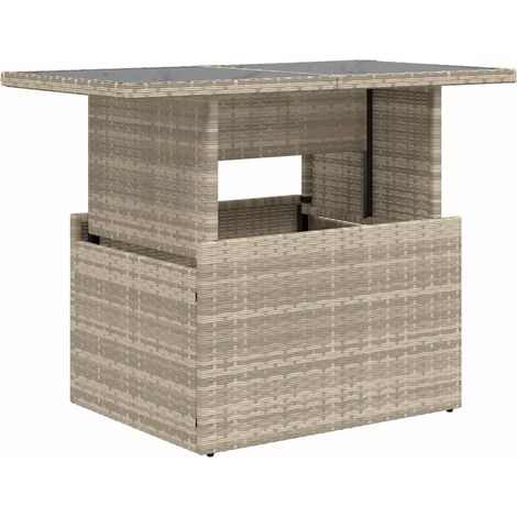 Maison Exclusive - Tavolo Giardino Piano Vetro Grigio Chiaro 100x55x73 Polyrattan