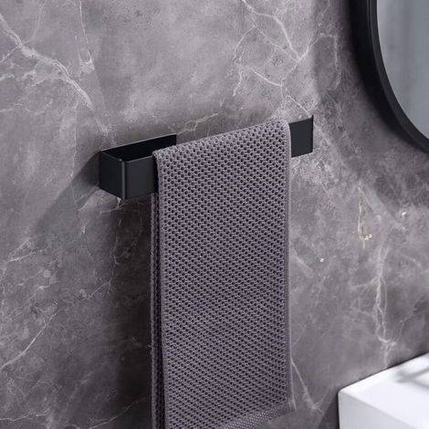Porte-serviettes autocollant - PZCC - 25 cm - Inox 304 - Sans perçage/vis - Noir (1/5)