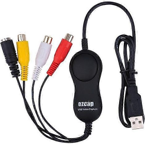 Carte d'acquisition audio/vidéo EzCAP 158 USB 2.0, enregistrement vidéo analogique AV S-Vidéo, compatible avec les lecteurs VHS, les caméscopes V8 Hi8 et WinIOS EM.