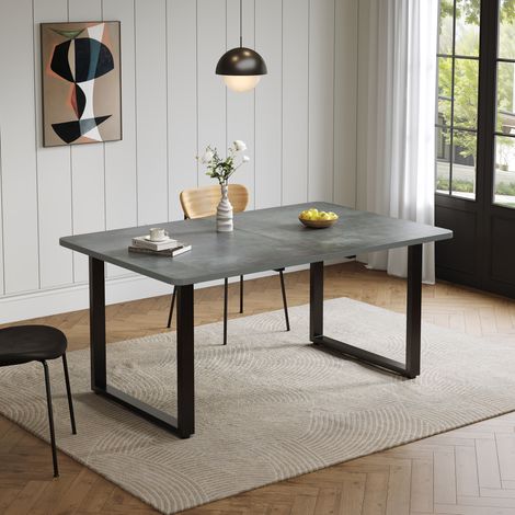 Mesa extensible de comedor 140/180/220 x 80 cm, 6-10 personas, MDF gris (1/5)