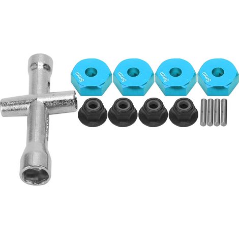 Clé hexagonale en croix M4 12mm roue 5mm épaisseur écrous antidérapants pour voiture RC 1/10 bleu (1/5)