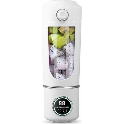 Blender Portable 700 ml, 12 Lames pour Broyer la Glace, Batterie 7,4 V 1500 mAh, Blanc HS-870 (1/5)