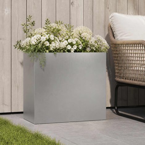 vidaXL Macetero de Jardín Plateado 50 x 20 x 40 cm Acero inoxidable (1/5)
