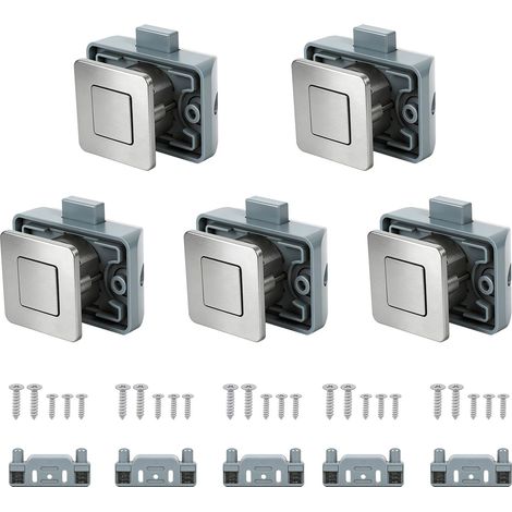 5pc Verrou Bouton Poussoir Placard Caravane de Métalliques Carrée (1/5)