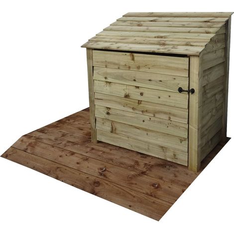 Wooden Log Store, W119xH126cm (Light green, natural finish) With door