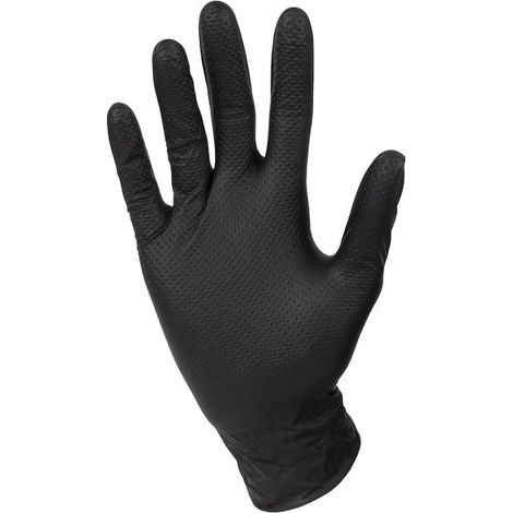 Caja de 100 guantes de nitrilo "Grip" con textura diamantada Talla M color negro