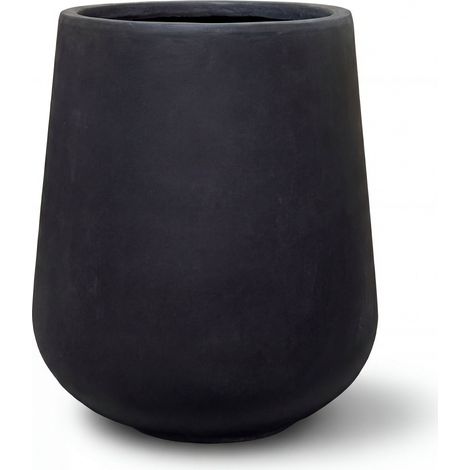 Provencelia SILEX Pflanzgefäß Beton Ø 84 x H 85 cm Schwarz Matt — Pflanzkübel groß frostbeständig handgefertigt recycelter Faserbeton Blumentopf Garten Terrasse Balkon (1/5)