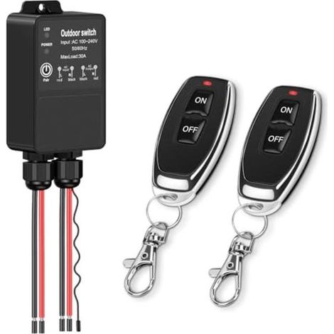 Interrupteur de télécommande sans fil étanche IP65 – Interrupteur RF 110-240 V – Relais 30 A – Portée de 50 mètres – Pour portails roulants, éclairage et appareils électriques