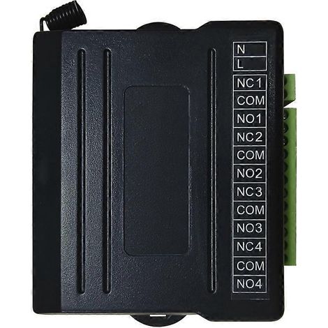 4-Kanal-Funkempfänger (433,93 MHz) mit drahtloser Fernbedienung, AC 90–250 V, LED-Schalter und Relaisausgang (1/5)