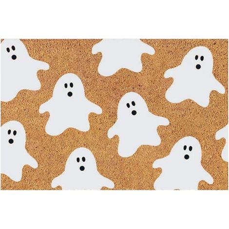 Zerbino di benvenuto a forma di fantasma di Halloween per la porta d'ingresso, decorazione di Halloween, 40 x 60 cm (1/5)