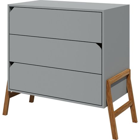 Kommode mit 3 Schubladen, Grau, 107cm