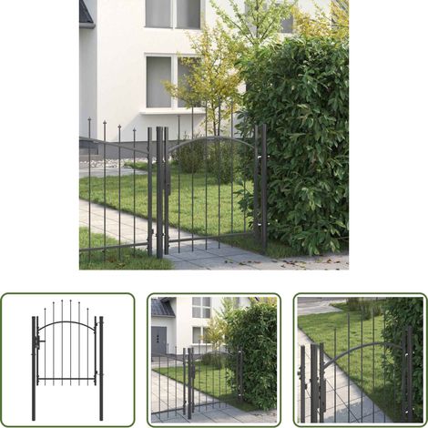 vidaXL Schloss - Gartentor mit Schloss Grau 125 x 100 cm Stahl (1/5)