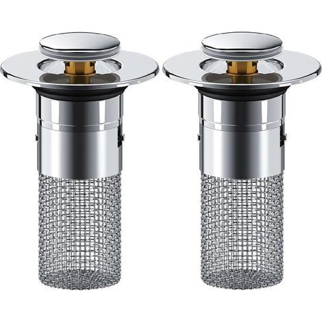 2 Pièces Bonde De Lavabo, 34-40mm Bouchon Lavabo Universel, Pop-Up Flitre de Vidange Anti-Bloqué, Bouchon de Vidange, Salle de Bain Accessoire pour Baignoire Cuisine Bain (1/4)