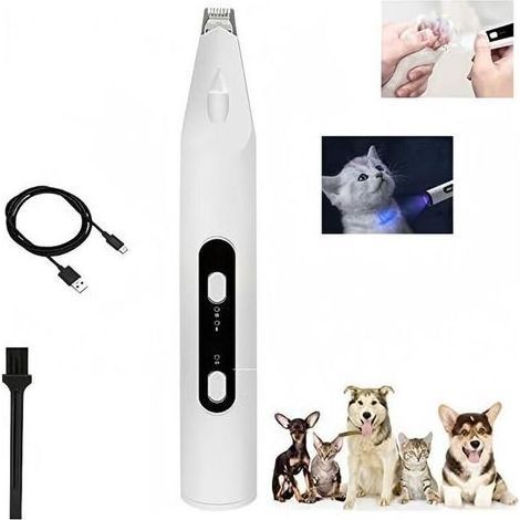 Tondeuse professionnelle et silencieuse pour chiens, kit de toilettage électrique à 2 vitesses avec lumière LED, pour chats et animaux de compagnie. (1/5)