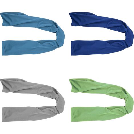 Lot de 4 serviettes rafraîchissantes 39 x 12 cm, en microfibre douce et respirante, pour vous garder au frais pendant vos séances de sport. (1/5)