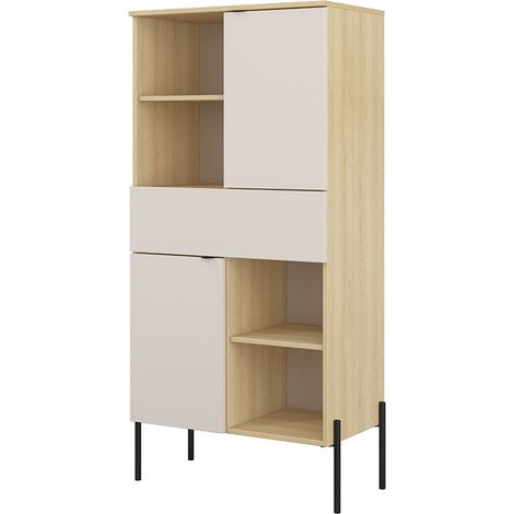 Estantería Levtenu 110, Roble + Cachemira, Con puertas, Cerrable, Con cajones, Aglomerado laminado, Número de puertas: 0, Número de cajones: 0, 150x70x40cm