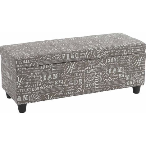 [NEUWERTIG] Aufbewahrungs-Truhe Kriens, Sitzbank Bank, Stoff/Textil, 45x114x45cm MVG-zertifiziert Schriftzug, grau