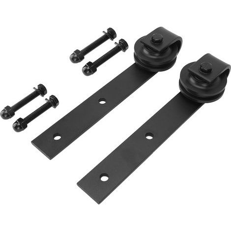 1 paire muet en acier au carbone coulissant Rail poulie piste Rail ensemble de rouleaux Kit de quincaillerie de porte de grange coulissante. (1/5)