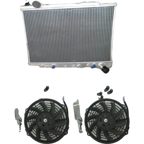 Radiador de aluminio, tamaño del núcleo 568 mm x 350 mm x 52 mm, tamaño total 580 mm x 420 mm x 65 mm, entrada/salida de Φ35 mm, 3 filas, compatible con transmisiones manuales y automáticas. (1/5)