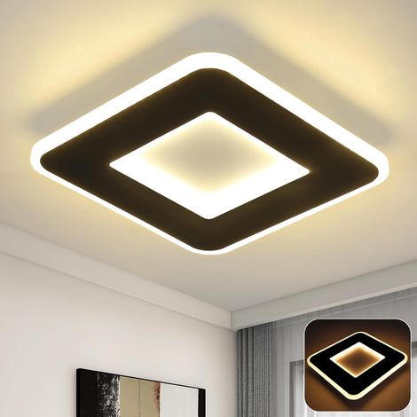 ZMH Plafonnier LED 23W, Moderne Noir et Blanc Carré Lampe de Plafond 3000K Blanc chaud 24cm Lampe de Salon pour cuisine Couloir Salon (1/5)