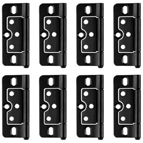 8 Pcs Charniere Porte Lourde, Charnières de Porte Pliables Noires, Charnières de Porte Pliantes Silencieuses sans Mortaise, Charnières pour Intérieures Extérieures Fenêtres Armoires (76 mm x 35 mm) (1/5)