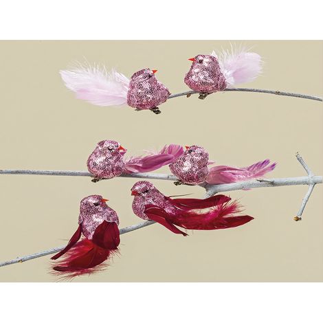 Decorazione a forma di uccello con clip, 2 pezzi, set decorativo per albero di Natale a tema uccelli.