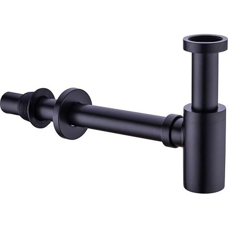 Siphon en laiton 1-1/4 pour salle de bain, siphon en laiton pour évier, kit de plomberie pour toilettes, standard US/CA, noir mat (1/5)