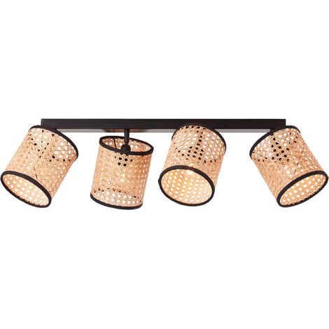 Taches Wiley 4 lumières noir avec rotin - 99487/06 (1/3)