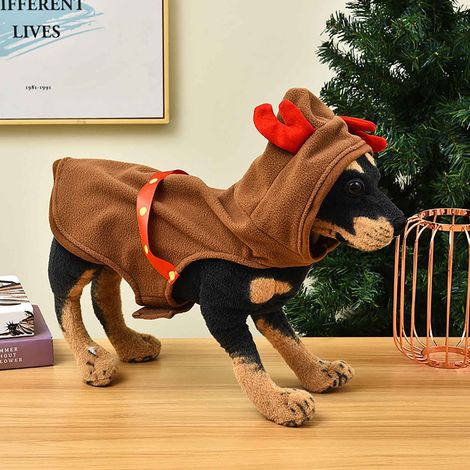 Pull Pour Chien - Sweat-Shirt Coton Avec Capuche Imprimé Renne De Noël - Pour Chiens Taille S À L - 1 Pièce (1/3)