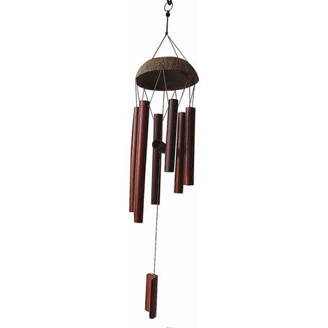 Carillon éolien en tube de bambou, style Feng Shui, avec coque de noix de coco, décoration de porte rétro et ornement de jardin. (1/5)