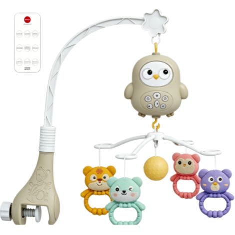 Mobile Pour Lit Bébé - Rotation 360° - Boîte Musique avec Télécommande - Sons Apaisants et Lumière Douce - Pour Nouveau-Né - 1 Pièce