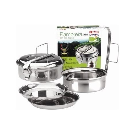 Fiambrera Alimentos 2 Platos 16 Cm Inox Ibili