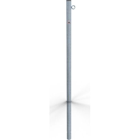 Schake Absperrpfosten aus Stahlrohr verzinkt Ø42x2,5mm mit Kunststoffkappe 900mm Überflur zum Einbetonieren mit 1 Öse