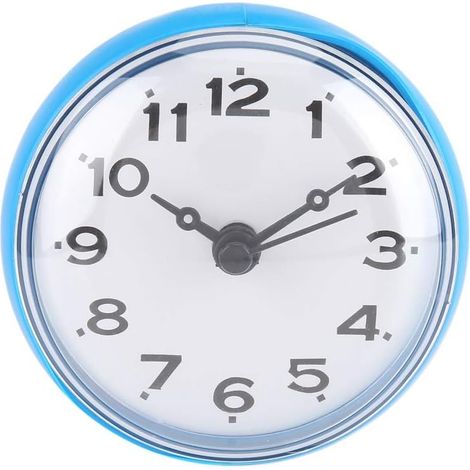 Wasserdichte Wanduhr mit Saugnapf, Wandfenster, Spiegel, Badewanne, Dusche, Uhr, Badezimmer-Zubehör (blau) (1/5)