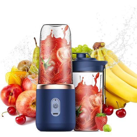 Electric Juicer, Portable Blender, Mini Bottle Travel Electric Smoothie Blender Fruit Juicer Cup, Small Juicer Cup For Smoothies And Milkshakes, Blue (1/5)