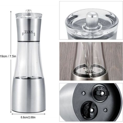 Moulin À Sel Et À Poivre - Acier Inoxydable - Mécanisme En Céramique - Pour Cuisine Intérieure - 2 Pièces (1/5)