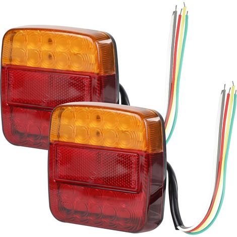 2 X Feux de Remorque LED 12V Feu Arriere Remorque Étanche Feux Arriere Remorque de Lumière Feux Arrière 26 LED Éclairage Remorque LED avec E-Mark LED Feux Remorque pour Camion Tracteur (1/5)