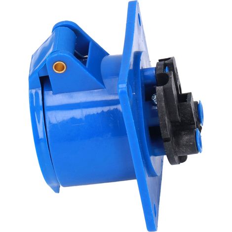 Industrielle 3-polige Einbausteckdose, Messing blau, CEE 220-250V IP44 Sockel, wasserdichtes Netzteil, robuster Wandanschluss. (1/5)