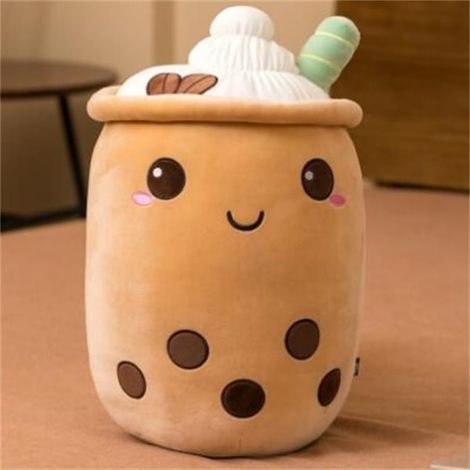 Coussin moelleux en peluche Bubble Tea Boba Cup motif marron 23 cm, oreiller doux décoratif pour chambre, cadeau original, peluche tendance (1/5)