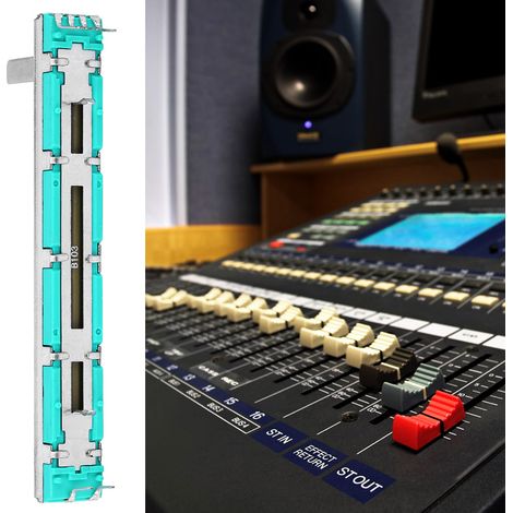 Lot de 5 potentiomètres à glissière double canal B10K pour consoles de mixage, avec curseur droit pour applications polyvalentes B10K (1/4)