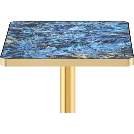 Mesa de comedor cuadrada 60 x 60 cm con tablero MDF efecto mármol y estructura metálica HOMVRA (1/5)