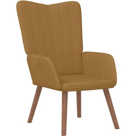 Chaise longue en velours brun – Canapé relax design élégant pour salon, dossier inclinable et repose-pieds rétractable, confort maximal (1/5)